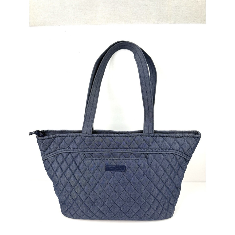Vera Bradley East West Tote Bag Moonlight Navy Quilted Denim Medium Used Once